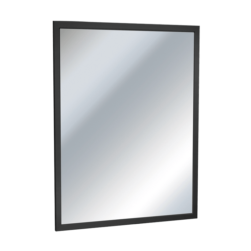 ASI JD Macdonald MIRROR, STAINLESS STEEL INTER-LOK ANGLE FRAME, VINYL BACKED – MATTE BLACK