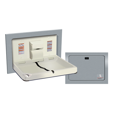 ASI JD Macdonald BABY CHANGE STATION, PARALLEL, CLAD STAINLESS STEEL – RECESSED