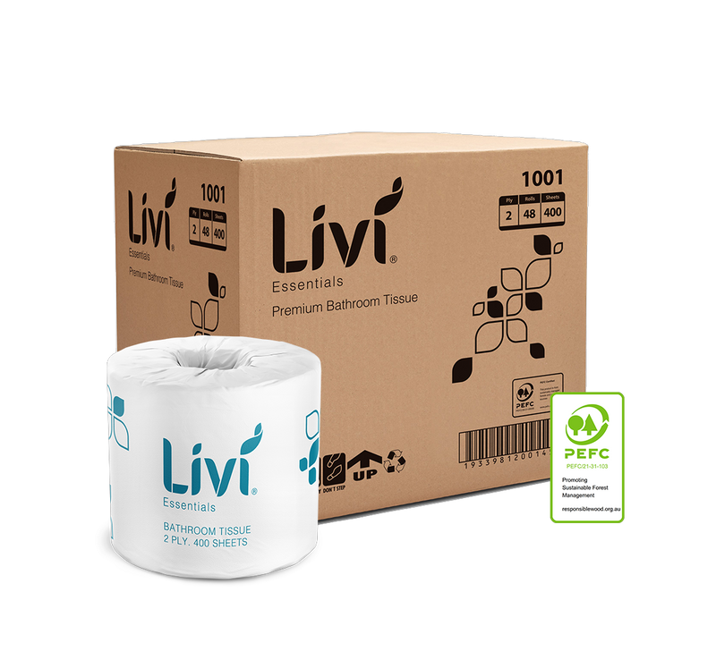 LIVI ESSENTIALS 2PLY TOILET TISSUE (CTN 48 - 400 SHEETS)