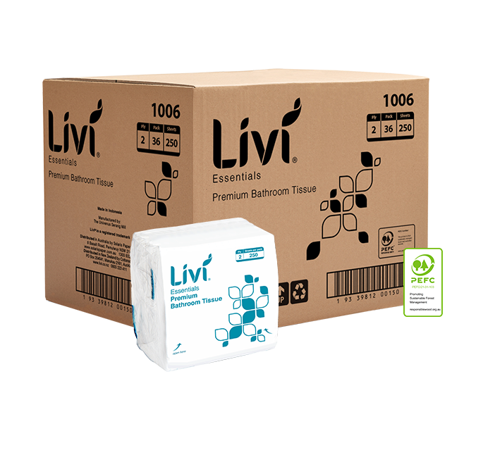 LIVI ESSENTIALS 2PLY INTERLEAVE TOILET TISSUE (CTN 36 - 250 SHEETS)