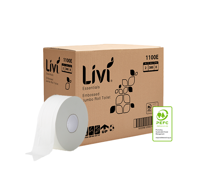 LIVI ESSENTIALS 2PLY JUMBO TOILET TISSUE (CTN 8 - 300M)