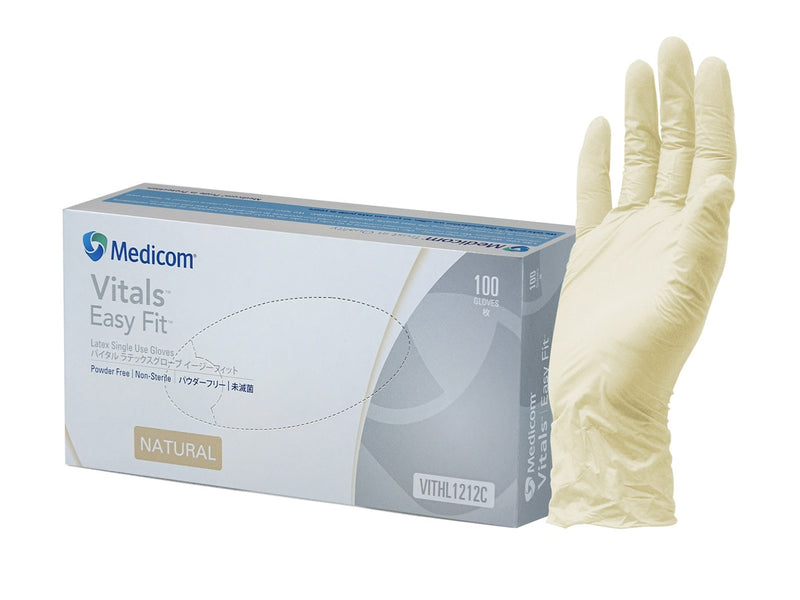 MEDICOM LATEX POWDER FREE VITALS EASY FIT GLOVES (PK OF 100)