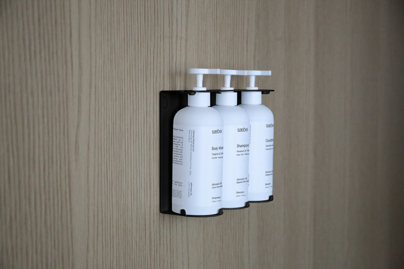 Designstuff Lockable Soap Dispenser Holder, Triple 500ml, Black (17636)