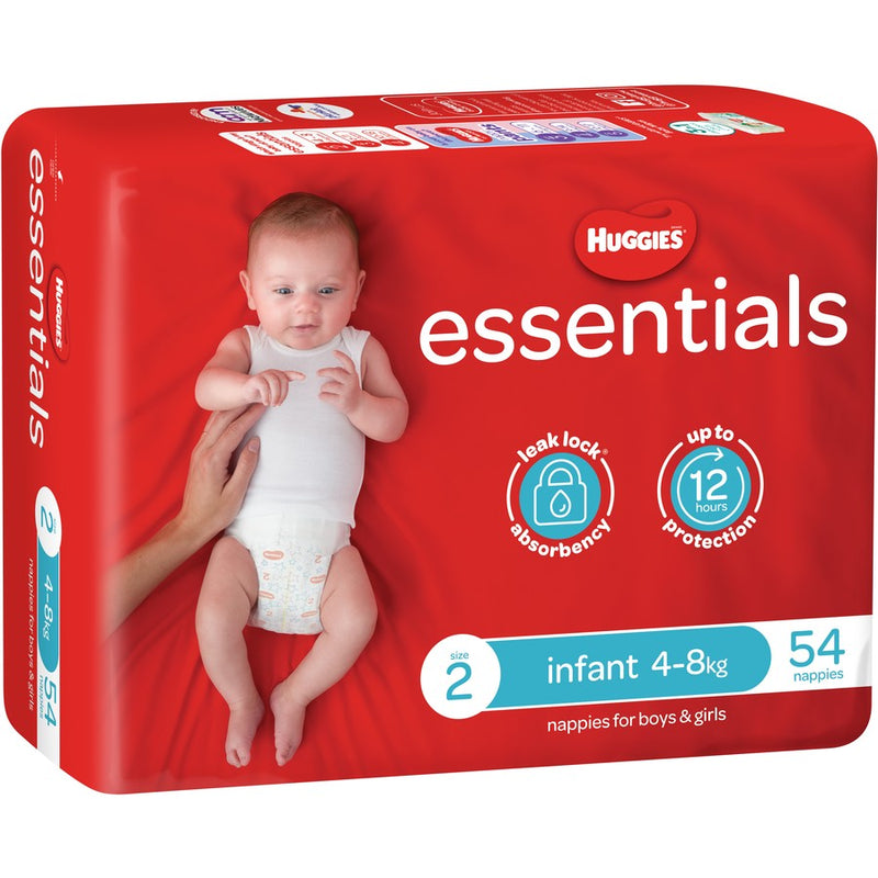 Huggies Essentials Nappies Size 2 (4kg - 8kg) - Carton Of 216 (54 X 4) 