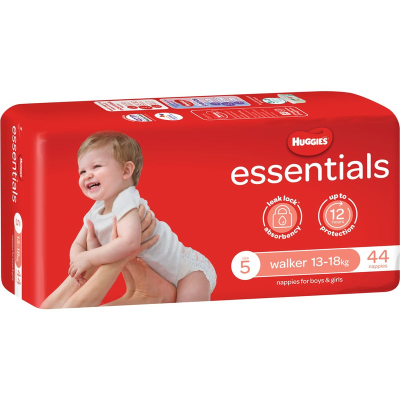 Huggies Essentials Nappies Size 5 - Walker (15-18Kg) - Carton Of 176 (44 X 4)