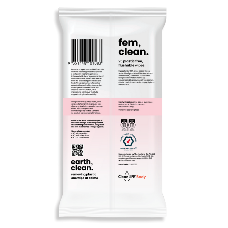 CleanLIFE Fem Clean Wipes (CTN 10)