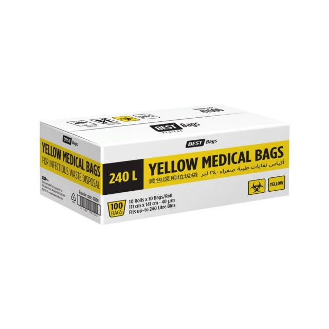 240L Yellow Clinical Waste Bags Roll (CTN 100) | Biodegradable Medical Waste Bags
