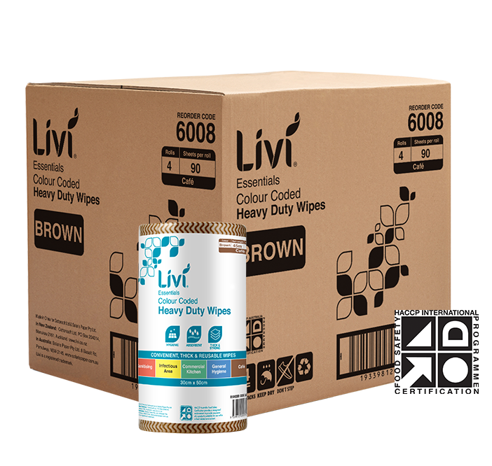 LIVI ESSENTIALS 1PLY COMMERCIAL BROWN WIPES (CTN 4)