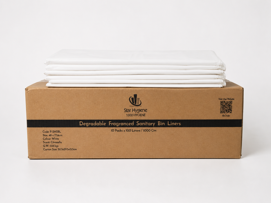 Star Hygiene Degradable Fragranced Sanitary Bin Liners (CTN 1000) | Citronella White Bin Bags