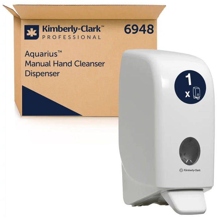 Aquarius™ Manual Hand Cleanser Dispenser 6948 - 1 x White Wall Mounted Hand Wash Dispenser (Suitable for 1 Litre Refills)