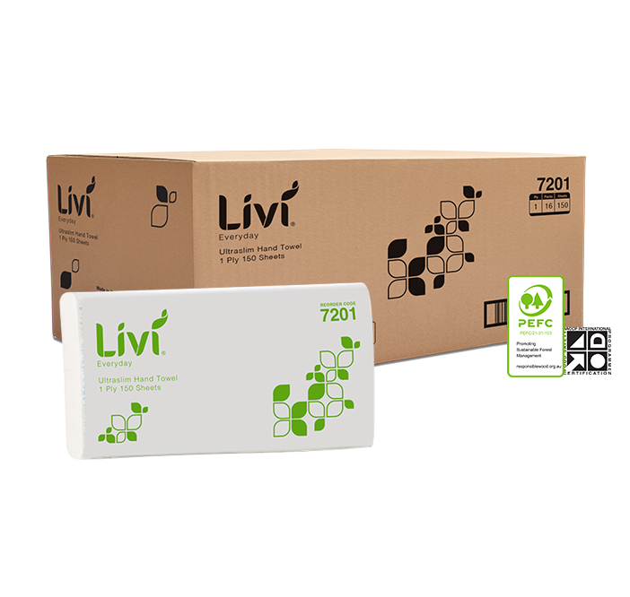 LIVI EVERYDAY/BASIC 1PLY ULTRASLIM HAND TOWEL (CTN 16)