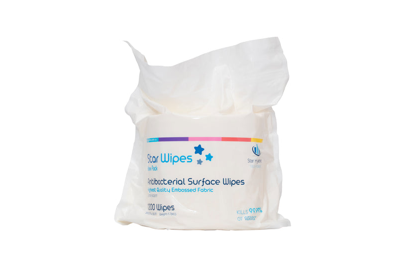 Star Wipes Antibacterial Surface Wipes 1200 Wipes (CTN 4)– Lemon Scent