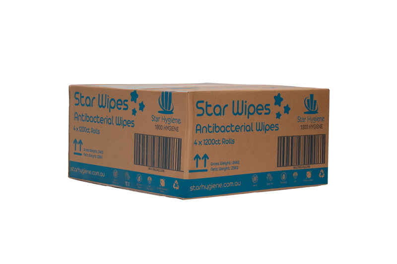 Star Wipes Antibacterial Surface Wipes 1200 Wipes (CTN 4)– Lemon Scent