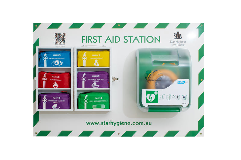 FIRST RESPONSE STATION - DEFIB + MODULAR FIRST AID KIT