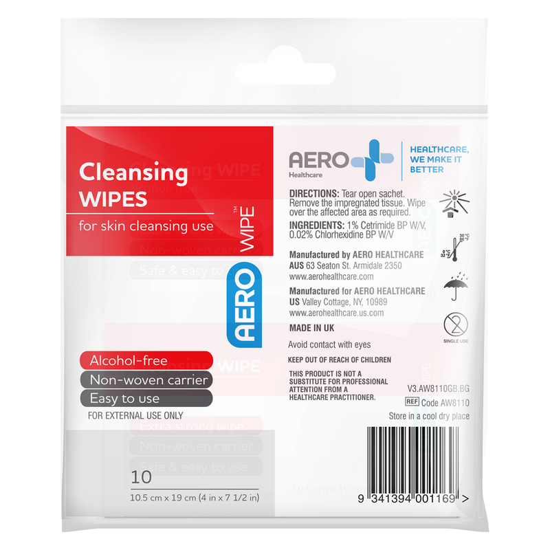 AEROWIPE Alcohol-Free Cleansing Wipes Env/10 (AW8110)