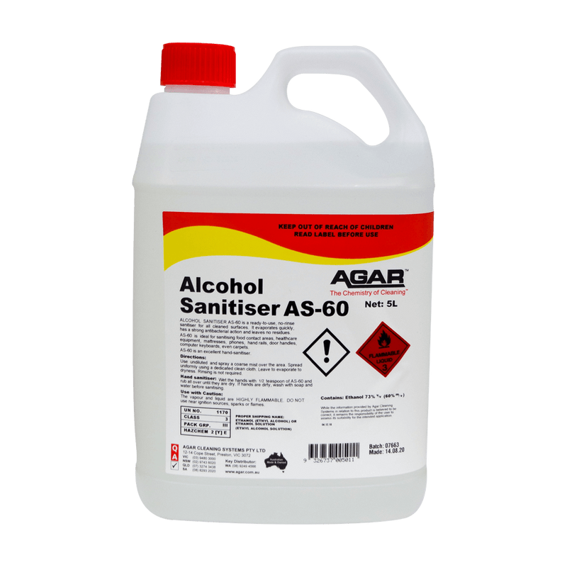 AGAR Alcohol Sanitiser AS-60 (5L)