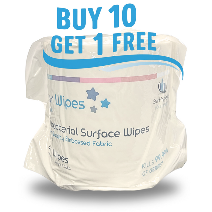 Star Wipes Antibacterial Surface Wipes 1200 Wipes (CTN 4) - Buy 10 get 1 Free