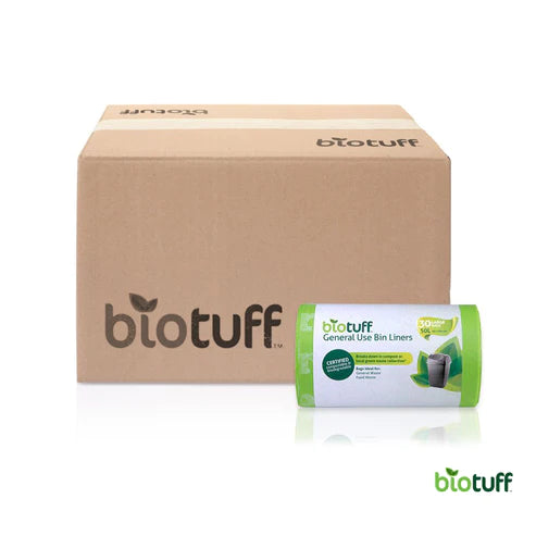 BIOTUFF 50L Compostable Bin Liners – 300 Bags | Certified Home & Industrial Compost