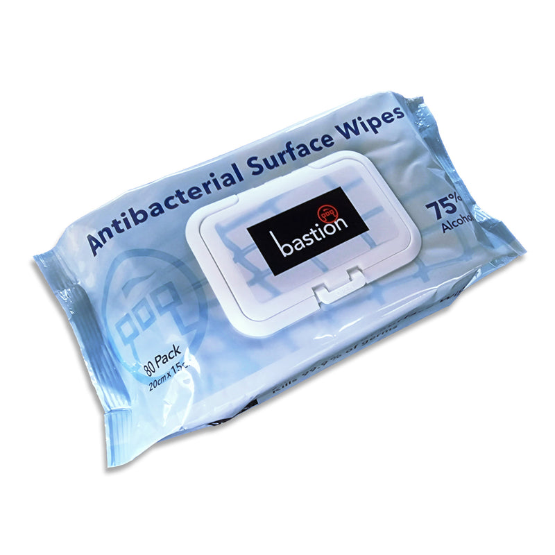 Bastion Antibacterial 75% Alcohol Surface Wipes (80 Sheets)