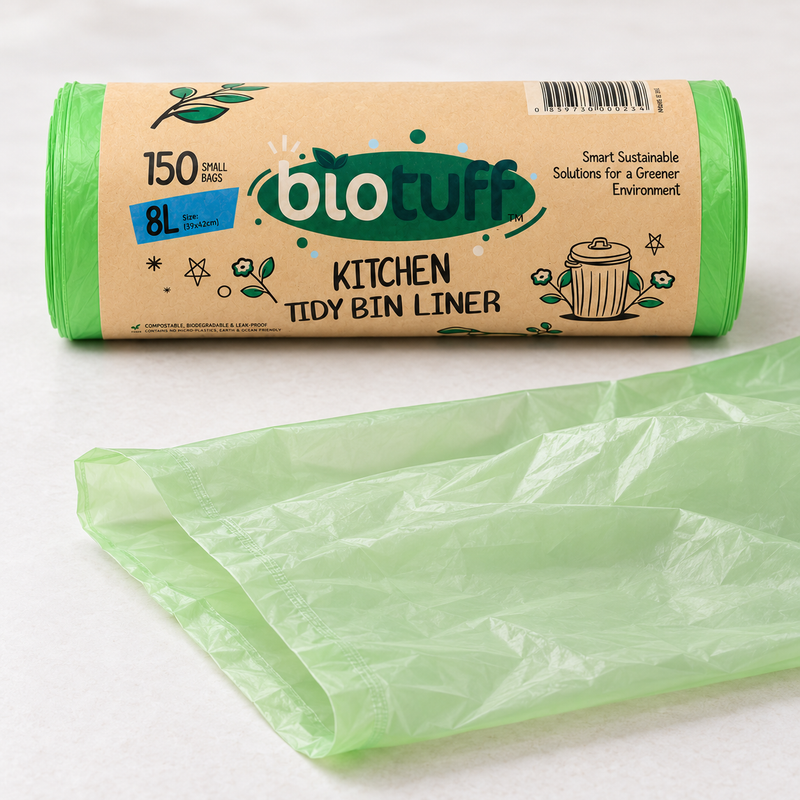 Biotuff Compostable Kitchen Tidy Bin Liners 8L | 1200 Bags | AS4736 Certified