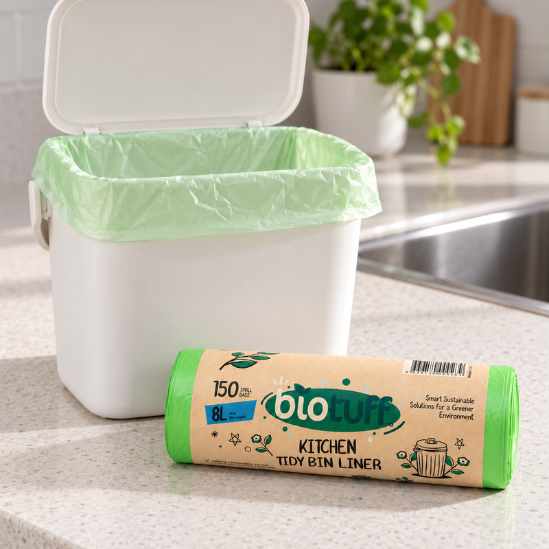Biotuff Compostable Kitchen Tidy Bin Liners 8L | 1200 Bags | AS4736 Certified