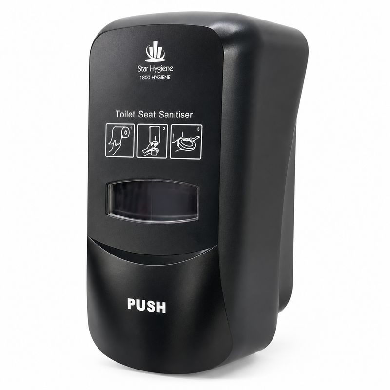 Star Hygiene Toilet Seat Sanitiser Dispenser (Black) - Complete Kit