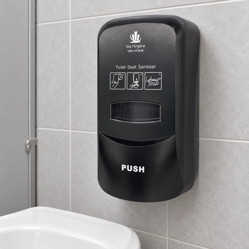 Star Hygiene Toilet Seat Sanitiser Dispenser (Black) - Complete Kit