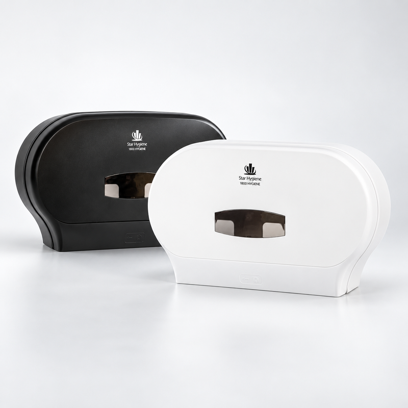 Star Hygiene Double Jumbo Toilet Roll Dispenser – High Capacity & Lockable (Matte Black or White)