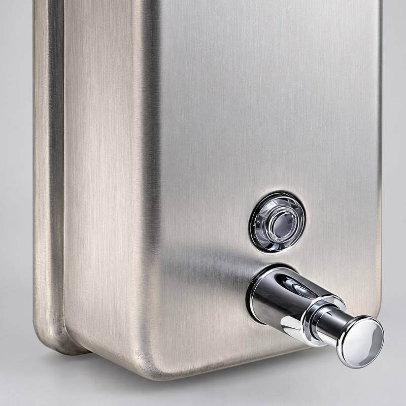 Stainless Steel Soap Dispenser 1.2L – Lockable, Satin Finish & Vandal Resistant (Square or Vertical)