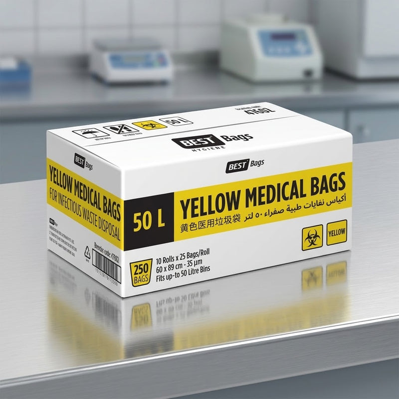 50L Yellow Clinical Waste Bags (CTN 10) | Hazardous Medical Waste Bin Liners