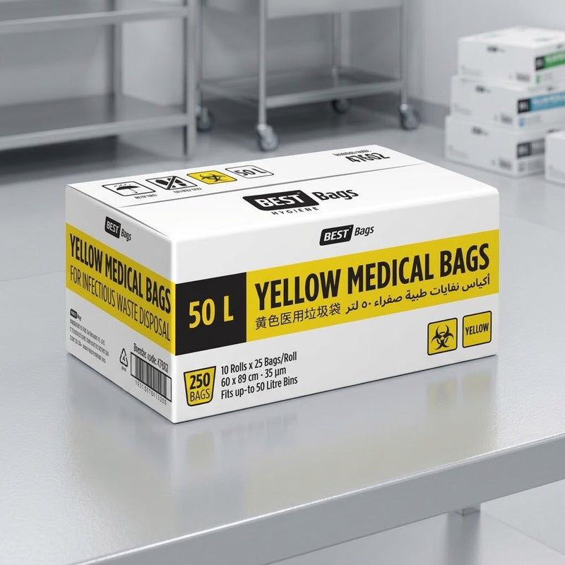 50L Yellow Clinical Waste Bags (CTN 10) | Hazardous Medical Waste Bin Liners