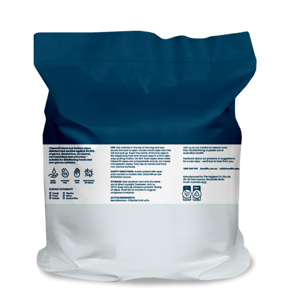Antibacterial Refill Wipes – Australian Made, Plastic-Free, 4000 Wipes per Carton | Eco-Friendly Commercial Cleaning Wipes