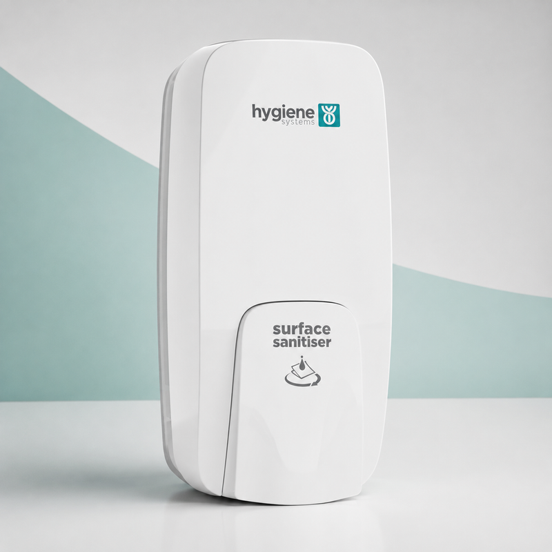 Surface Sanitiser Dispenser | Wall-Mounted 1 Litre Manual Dispenser | White & Black