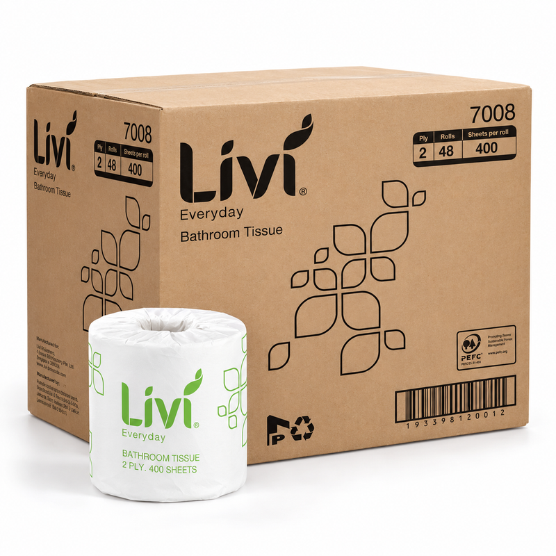 Livi Basics 2 Ply Toilet Paper – 400 Sheets (Carton of 48)