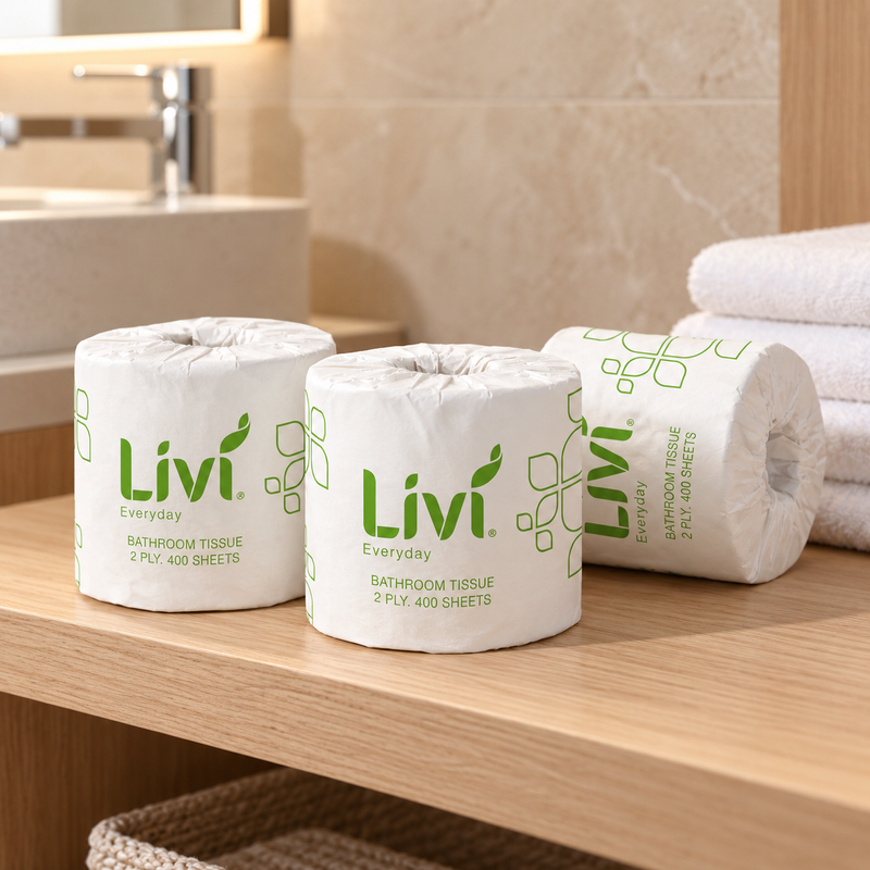 Livi Basics 2 Ply Toilet Paper – 400 Sheets (Carton of 48)