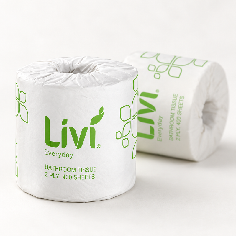Livi Basics 2 Ply Toilet Paper – 400 Sheets (Carton of 48)