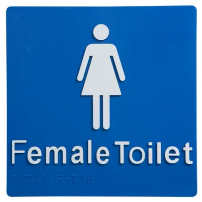 Dolphy Toilet Sign (Blue/White - Braille) | Commercial Washroom Sign Australia