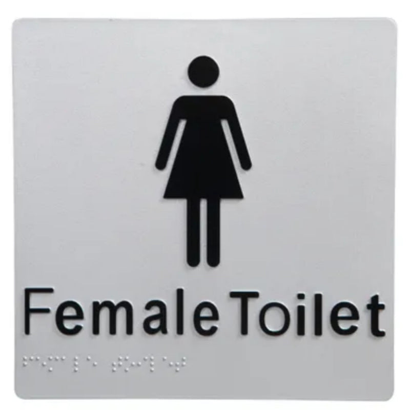 Dolphy Toilet Sign (Silver/Black - Braille) | Commercial Washroom Sign Australia