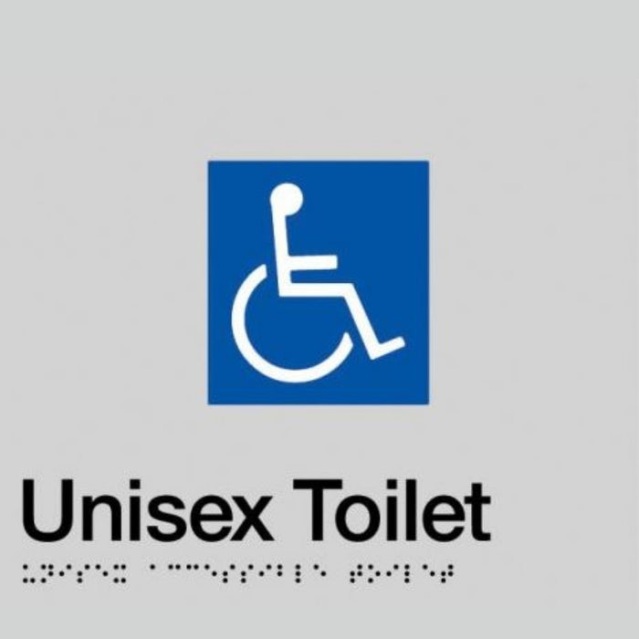Dolphy Toilet Sign (Silver/Black - Braille) | Commercial Washroom Sign Australia