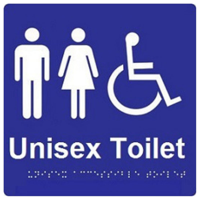 Dolphy Toilet Sign (Blue/White - Braille) | Commercial Washroom Sign Australia
