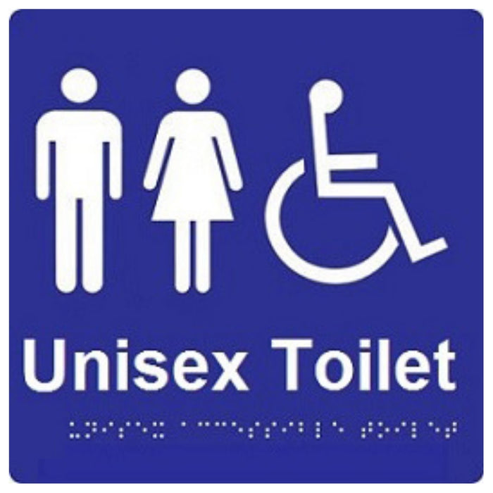 Dolphy Toilet Sign (Blue/White - Braille) | Commercial Washroom Sign Australia