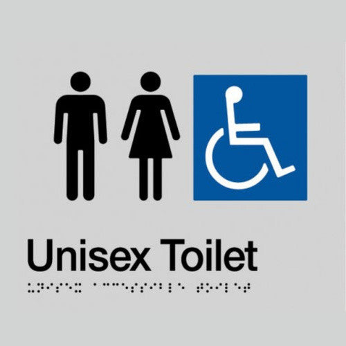 Dolphy Toilet Sign (Silver/Black - Braille) | Commercial Washroom Sign Australia