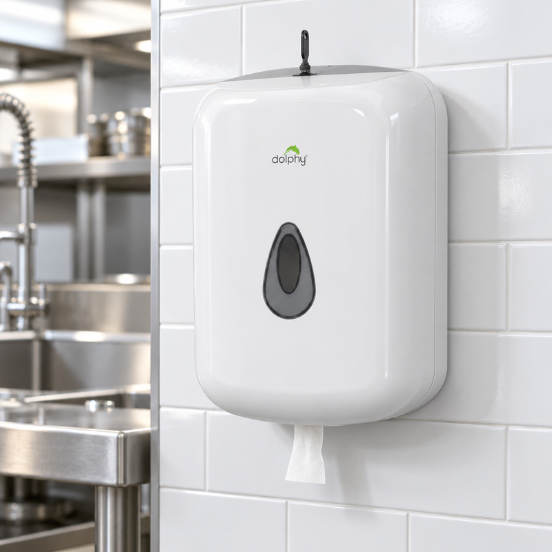 Dolphy Centre Pull Paper Towel Dispenser – White Wall Mount Australia