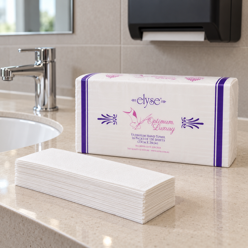 Elyse Tad Ultraslim Hand Towel – 150 Sheets x 16 Packs (Lux-2424)