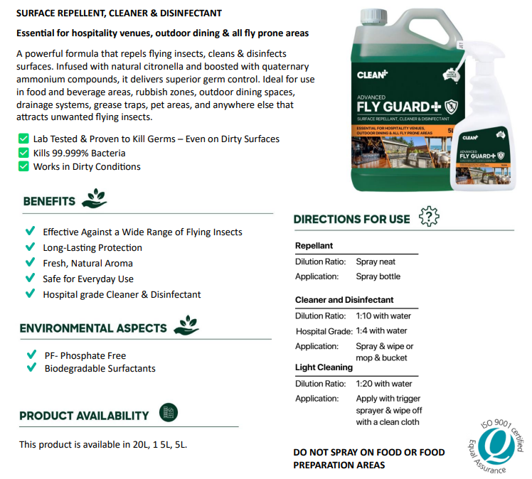 Advanced Fly Guard 5L | Fly Repellent & Disinfectant Spray – Kills 99.999% of Bacteria