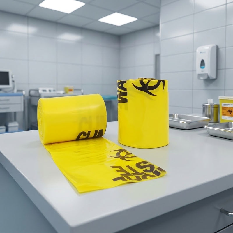27L Yellow Clinical Waste Bags Roll, 50 Bags