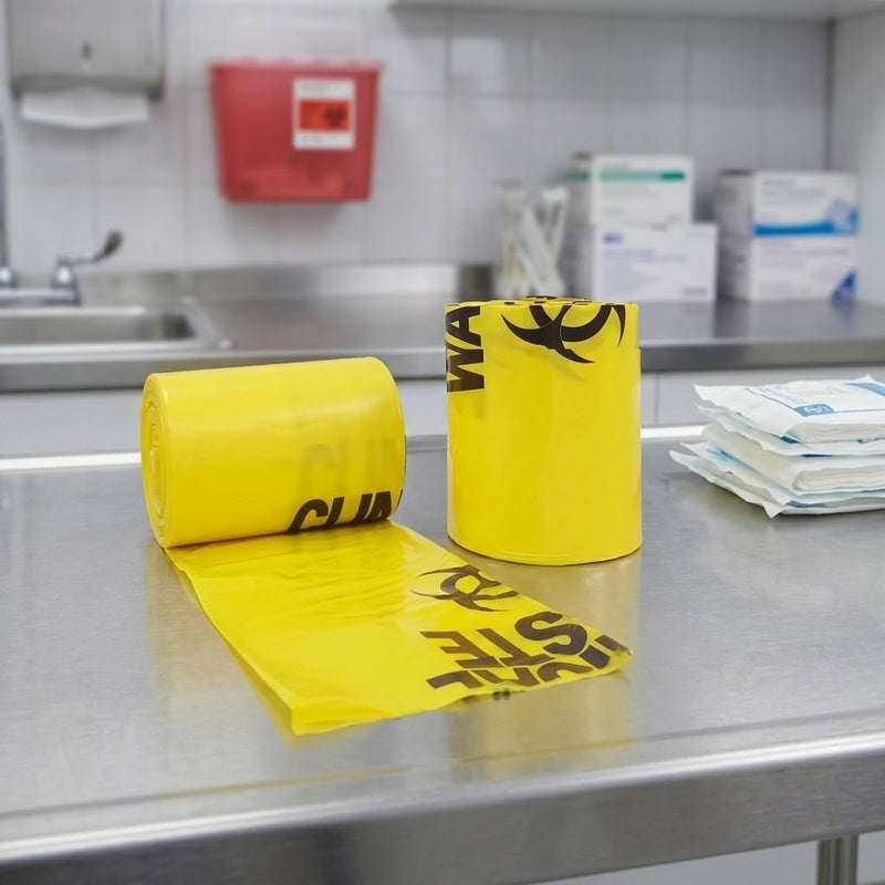 27L Yellow Clinical Waste Bags Roll, 50 Bags