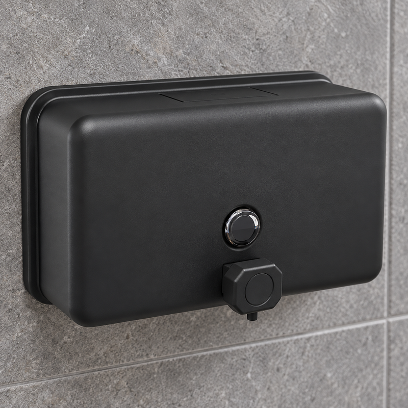Matte Black Soap Dispenser 1.2L – Horizontal, AS1428.1 Compliant