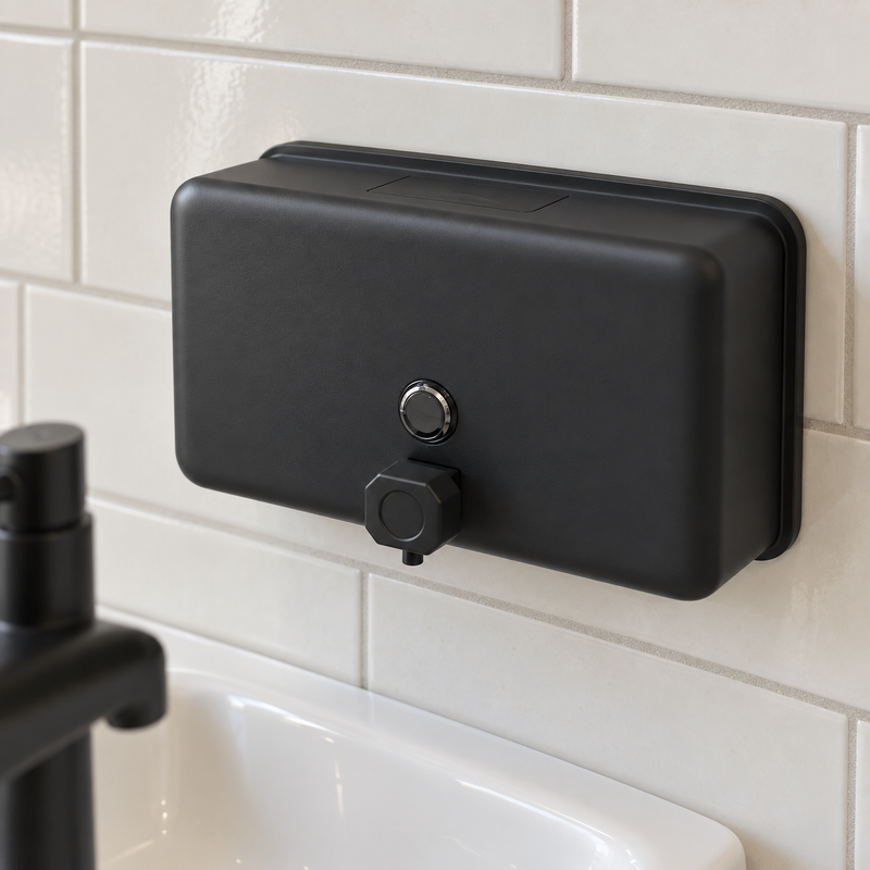Matte Black Soap Dispenser 1.2L – Horizontal, AS1428.1 Compliant