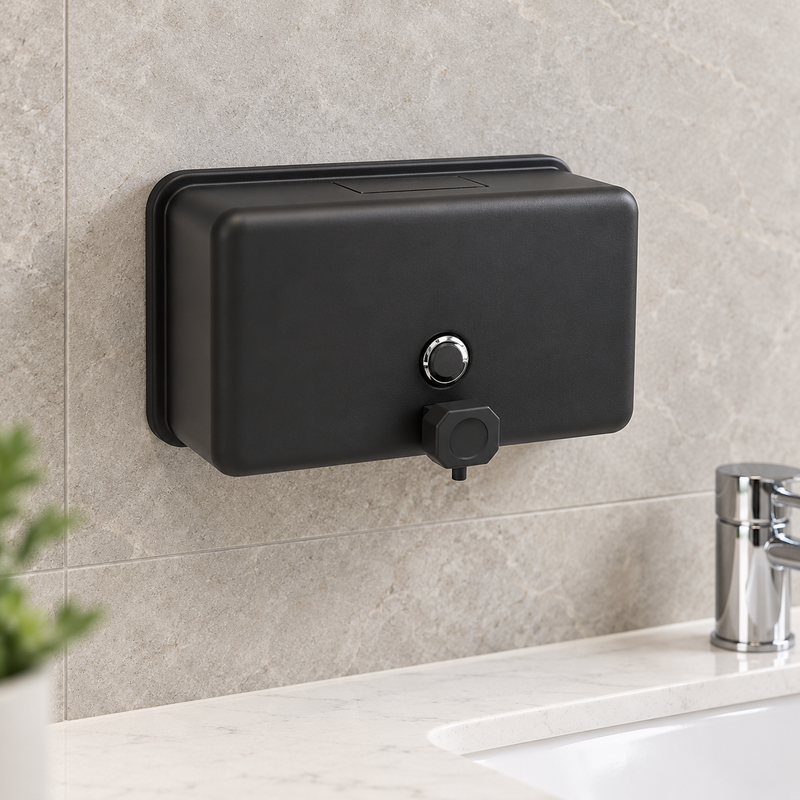 Matte Black Soap Dispenser 1.2L – Horizontal, AS1428.1 Compliant